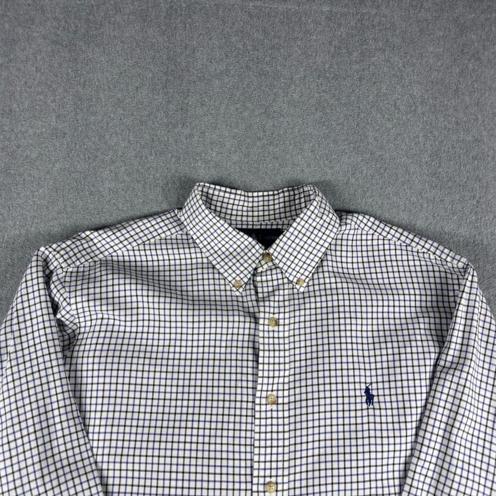 Vintage Ralph‎ Lauren Men's XL Classic Long Sleeve Shirt Blue White Check Button